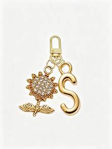 Fashion Sunflower Letter Keychain – Personalized Alloy Bag Charm Accessory - Multicolor - View 21