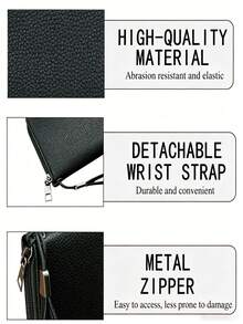 HOVI'S New Minimalist Rfid Blocking Zipper Long Wallet Business Large Capacity Multifunction Phone Wallet,Fathers Day Gifts - Black - View 5