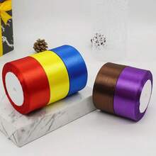 1 Roll 4cm Ribbon For Flower Bouquet Rose Decoration, Handmade DIY Braided Rope Gift Red Satin Ribbon (25 Yards/Roll) - Multicolor - View 2