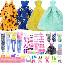 Set di 50 pezzi di vestiti e accessori per bambole di moda da 11,5 pollici, inclusi cappotto di pelliccia, abito da sposa, abito slip di moda, outfit, bikini, adatto per bambole da 30 cm come regalo (bambola non inclusa) - Stili di abbigliamento casuali - Visualizzare 3