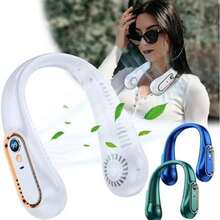 Ultra-Powerful Neck-Hanging Bladeless Fan, USB Rechargeable, 5-Speed Adjustable, HD Digital Wind Speed And Power Display, Quiet High Airflow, Portable Outdoor Use, Stylish Design, Long Battery Life (Fan Included), Built-In 1200mAh Battery - Multicolor - View 5