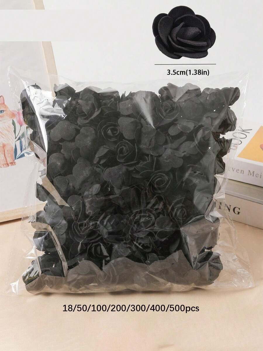 18/50/100/200/300/400/500個迷你泡沫玫瑰花頭 人造泡沫花 大量裝 DIY手工藝 婚禮花束 淋浴派對中心裝飾 花藝布置 派對餐桌 家居裝飾 花園裝飾 - 黑色 - 查看 1