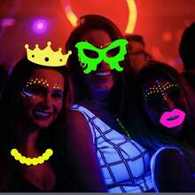 18pcs Photo Props, Handheld Photo Props Black Light Party Funny Beard Crown Glasses Birthday Party Selfie Decoration Hand-Held Signs - View 2