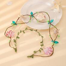 Diadema de corona de hojas con estrella de mar y concha natural, guirnalda de cabello con enredadera verde y cristales estilo boho, tocado de sirena para boda en la playa, fiesta de cosplay y vacaciones - Multicolor - Ver 4