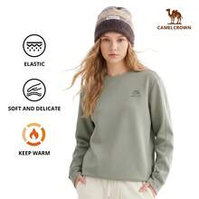 CAMEL CROWN Men's Solid Color Crew Neck Long Sleeve Pullover Sweatshirt - Gray Green - View 9