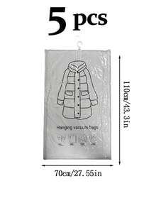 1pc/3pcs/4pcs/5pcs Hanging Vacuum Compression Bags, Wardrobe Clothing Storage, Hanging Vacuum Storage Bags, Space-Saving Storage Space With Unique Hook Design, Clothes Can Be Directly Hung Into The Bag, No Folding Required, Completely Avoid Stubborn Creases Caused By Traditional Compression Bag Folding Storage, Especially Suitable For Suits/Coats/Silk Dresses And Other Wrinkle-Prone Clothing. Ready To Wear Upon Removal, Saving The Trouble Of Ironing. Suitable For Student Dormitory And Home Storage, Can Compress And Hang Off-Season Thick Clothing To Save Wardrobe Space. - Multicolor - View 16