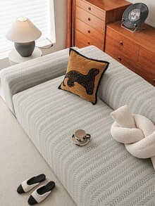 1pc Solid Color Fleece Sofa Cover, Multi-Functional Full Coverage Sofa Slipcover, Protects Sofa, Holiday Decor, High Elasticity One-Piece Sofa Cover, Pet Friendly, Stain Resistant, Durable, Machine Washable, 1/2/3/4 Seater Sofa - Grey - View 7