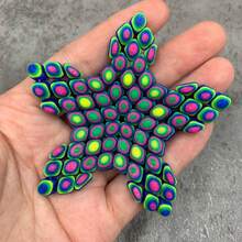Colorful Starfish Decorative Pendant, Ocean Style Decorative Hanging Ornament, Keychain Accessory, 3.17 X 3.02 Inches, Comes With Silicone Chain - A - View 7