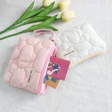 1 pieza Monedero acolchado con rayas de nube, bolsa de almacenamiento portátil mini, puede almacenar caramelos, aperitivos, lápiz labial, auriculares, bolsa pequeña, bolsa con forro interior de cremallera de color caramelo, bolsa para lápiz labial, monedero, tarjetero, bolsa de almacenamiento de auriculares, puede contener tarjetas bancarias, tarjetas de crédito, monedas, capacidad suficiente, tela suave y cómoda, monedero de tarjeta de moda, adecuado para estudiantes y trabajadores de oficina en sus desplazamientos diarios y compras. - Multicolor - Ver 7