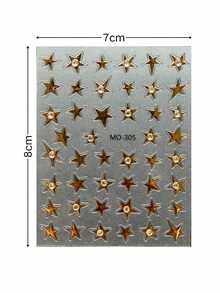 1 Pc Metallic Silver Starburst Face Stickers - Cyberpunk Y2K Decor Decals, Waterproof Stickers For Halloween, Cosplay, Festival & Rave, Futuristic Alien Eye Decor, Easy To Apply & Remove, Long-Lasting Shiny Stickers For Women & Girls - Multicolor - View 4