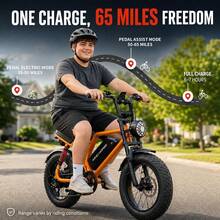 WIND HORSE 20MPH Electric Bike With BT Speaker & Engine Sound, 16" Fat Tire Ebike With 48V 15Ah Removable Battery, 35-65 Miles Range, 750W Motor, Full Suspension, Integrated Wheels, All-Terrain Electric Dirt Bike Perfect Gift For Teens, 330LBS Load Capacity - 查看 1