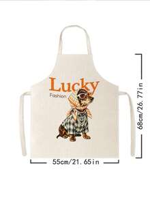 1pc, Cute Dog & Crocodile Pattern Polyester Apron, Suitable For Cooking, Baking, And Gardening - Can Be Used As Attire For The Kitchen And Dining. - Multicolor - View 13