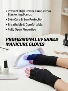 1 Pair UV Protection Gloves For Nail Lamps, Anti-UV Sun Protection Gloves For Gel Nails, Full Finger Nail Safety Gloves, Professional Nail Accessories For UV/LED Lamp Protection, Sunscreen, Sunshade, Driving, Outdoor Travel, Perfect For Nail Technicians, DIY Enthusiasts, Beauty Lovers, Great Gift For Valentine's Day And Mother's Day - Pink - View 4