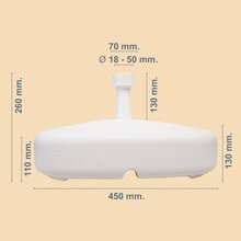 Ecommerc3 Base Sombrilla Terraza Exterior , Cuadrada Blanca, Rellenable con Agua o Arena, Soporte Sombrilla Ø18-50 mm, Jardín, Piscina, Playa, Tamaños (45x26x13 cm y 38x26x15 cm) - Blanco - Ver 7