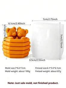Hugging Bear Honey Jar Silicone Mold, 3D Mother & Baby Bear Designs, 3 Styles: Honeycomb Jar, Hugging Honeycomb, Honeycomb Barrel Bear, Soft Silicone Easy Release & Durable, For DIY Aromatherapy Candles, Handmade Soaps, Plaster Ornaments, Cute Rounded Finished Shapes, DIY Gifts & Desktop Decor - Hug Bear & Honey Pot - View 7