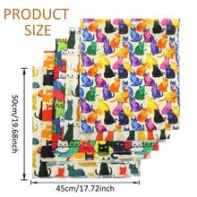 Juego de 5 piezas 19.68X17.72 pulgadas, Serie de Gatos Tela de Poliéster Engrosada Multicolor Juego de Temas de Gatos Acolchado Patchwork Adecuado para Decoración de Artesanía DIY, Empaque de Regalos, Colcha Acolchada, Tela de Costura Linda, Regalo - por defecto - Ver 4