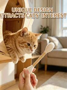 1pc Catnip Filled Anti-Bite Felt Cat Teaser Stick Toy, Cute Cotton Swab Shaped Catnip Interactive Toy, Suitable For Home Play, Used For Indoor Cat Games - Multicolor - View 2