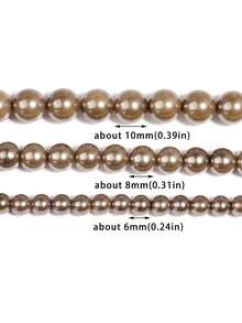 1串 6/8/10mm 咖啡色珍珠散珠圓形隔珠，珠寶DIY手鍊配件材料 - 彩色 - 查看 3