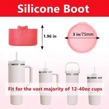 Juego de accesorios de copa que incluye 2 botas de silicona para StanleyCup vaso de 40 onzas y 30 onzas, 2 cubiertas de pajita de lazo para popotes StanleyCups de 0.4 pulgadas/10 mm - Rojo y rojo brillante - Ver 4