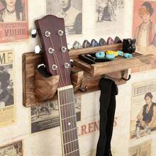 Retro Solid Wood Guitar Pick Wall Mount Storage Rack, Rustic Hanging Organizer For Bedroom Entryway - 1PC - View 4