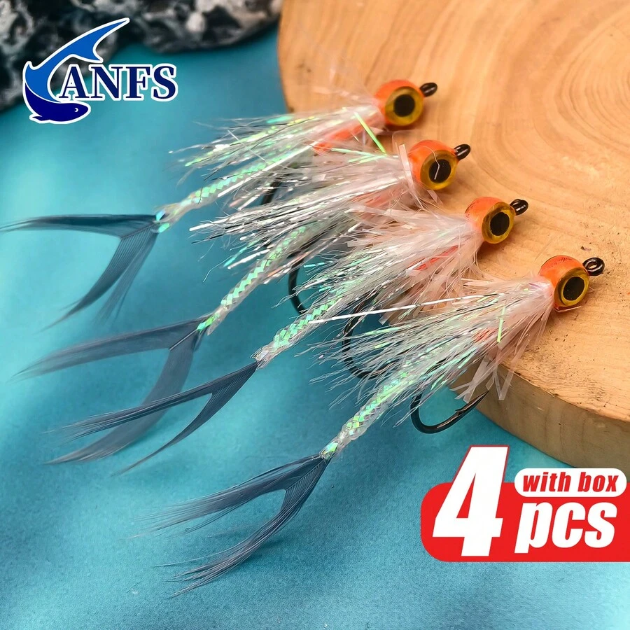ANFS 4pcs Fly Fishing Lure Set, Trout Fly Lure Set, Hand-Tied Fly Fishing Lures With Storage Box, Fishing Bait