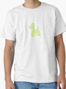 1 pieza Camiseta Clásica con Diseño de Perro Globo Amarillo Estético 180g 100% Algodón - Blanco 13 - Ver 1