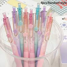 2/4pcs Cute Sakura Gel Pens, Aesthetic Macaron Color Retractable Ballpoint Pens With Soft Grip, 0.5mm Fine Tip Smooth Writing Pens, Suitable For Diaries, Notes, School And Office Supplies, 4 Packs Cute Stationery, Perfect For Girls - Cherry Blossom Pen - View 12