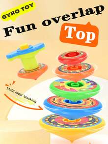 1 Set Spinning Top, Rotating Toy, Spinning Top Toy, Children's Interactive Toy, Children's Party Supplies, Birthday Gift For Boys And Girls, Christmas Gift (Some Parts, Sticker Patterns And Colors Are Random, Manual Measurement Size May Have Slight Error) - Multicolor - View 1