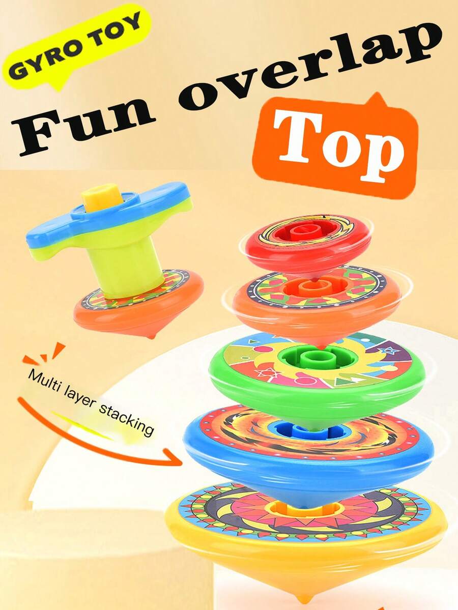 1 Set Spinning Top, Rotating Toy, Spinning Top Toy, Children's Interactive Toy, Children's Party Supplies, Birthday Gift For Boys And Girls, Christmas Gift (Some Parts, Sticker Patterns And Colors Are Random, Manual Measurement Size May Have Slight Error) - Multicolor - View 1