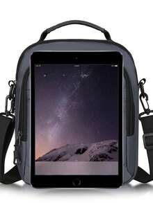 1 buah Tas Selempang Desain Modis dan Niche dari Kain Nilon Warna Polos, Penutup Resleting, Cocok untuk Pria Saat Bepergian, Pesta, dan Berbelanja - Grey - View 4