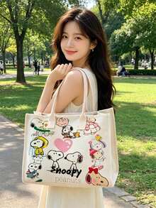 1件 Snoopy 肩背包，卡通動漫時尚多功能大容量手提包，適合購物、校園、旅行收納，也可作為生日、情人節、派對禮物，開學用品 - 查看 4