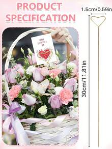 40pcs- Metal Flower Stand, Heart-Shaped Flower Card Photo Memo Stand, Suitable For Bouquet Decoration, Fresh Flower Packaging, Banquets, Festivals, Parties, Weddings, Birthdays, Anniversaries, Table Decoration, Mother's Day And Graduation Ceremonies - A - View 5