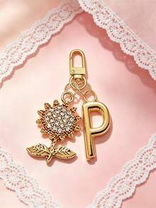 Fashion Sunflower Letter Keychain – Personalized Alloy Bag Charm Accessory - Multicolor - View 11