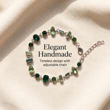 1pc Fashion Summer Sparkling Green Candy Rhinestone Bracelet, Mori Style Niche Fresh Versatile Bracelet, Suitable For Gifts And Daily Wear - Multicolor - View 2
