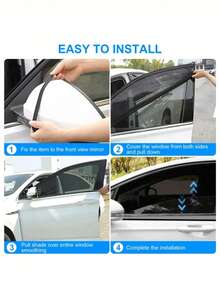 Car Sunshade, Car Sunscreen, Sunshade, Mosquito Net, Heat Insulation & UV Protection Window Curtain - Protective Window Film For Cars And SUVs. Car Sun Visor, Mesh Insect Screen, Car Accessories. - Multicolor - View 7