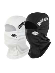 Musion 1/2PCS Backwoods Graffiti Letter Print Balaclava, Breathable Mesh Full Face Mask, Hip Hop Streetwear Stretch Head Cover For Daily Men Women Outfit - Multicolor - View 9
