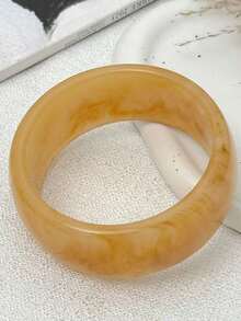 Geometric Square Asymmetrical Transparent Resin Bangle, Alloy Bracelet Women's Jewelry - Multicolor E - View 9