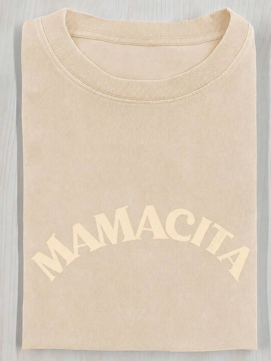Il, High Quality Batik Cotton Vintage Fashion Brand T-Shirt, Women's T-Shirt, Beach Essential, Summer T-Shirt, Holiday Gift, Perfect Gift, 100% Cotton - 杏色 - 查看 1
