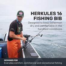 Grundens Men's Herkules Professional-Grade Bib Pant Waterproof Adjustable Fishing Bibs Inshore Fishing Tackle With Soft Plastic Lures Fish Lip Gripper - 綠色 - 查看 5