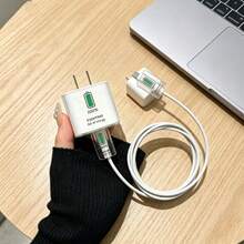4pcs Green Charging Icon PVC Cable Organizer Bag + Game Console Cable Winder Cable Fixer Anti-Break TPU Charging Head Protector Suitable For 20W Fast Charging Cable - White - View 3