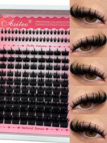 Asiteo 130Pcs D Curl 300D Pointed Tip Lash Clusters + Lower Lash, 6-18mm Length, Thick Single Lash For DIY Pointed Tip Lash Extension, Cartoon Lash Extension, Faux Mink Lash Extension, Dense Lashes, Dramatic Individual Lashes - D - View 4