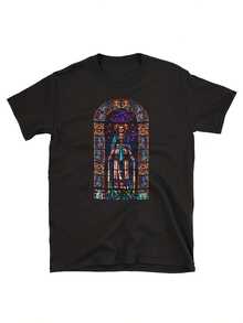 edral de  y Santos, Camiseta Casual de 200g para Uso Diario y Ocasiones Especiales, Camiseta Gótica, Ropa para Ocasiones, Estampado Artístico, Material Duradero, Camiseta Estampada - Negro - Ver 1