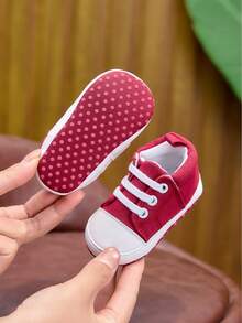 Spring Summer Autumn Unisex Infant Canvas Shoes 0-1 Years Old Lace-Up Soft Sole Infant Toddler Walking Shoes Fashion Sports Shoes - Red - View 11