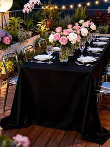 1 pieza Mantel de satén multicolor Decoración de boda Mantel Decoración de fiesta Mantel - Negro - Ver 4