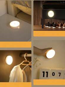 1pc Smart Motion Sensor Light, USB Rechargeable Night Light, Stair Light, Creative LED Bedside Lamp, Bedroom Home Light, Student Dorm Bookshelf Light, Closet Light - White - View 10