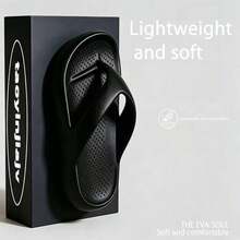 EVA Unisex Spring/Autumn Flip-Flops, Cool-Toned Refined Design Indoor Casual Versatile Slippers - Black - View 3