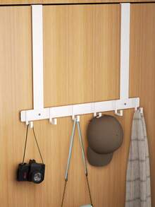 Crochets de porte robustes - Porte-manteau mural en aluminium spatial sans perçage; Idéal pour le rangement derrière les portes dans les salles de bain, les chambres et les placards; Crochets organisateurs sans clous pour les manteaux, les chapeaux, les serviettes, les parapluies et les sacs. - Blanc - Voir 4