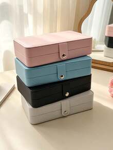1pc Large Capacity Jewelry Box, PU Leather Jewelry Box, Portable Travel Jewelry Organizer, Multi-Layer Jewelry Display Box, Compact Earring Ring Box, Jewelry Storage And Organization, Women's Gift Box, Travel Essential. - Multicolor - View 8