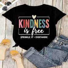 Heartfelt Teacher Appreciation Graphic T-Shirt 100% Cotton Oversized Soft Breathable Casual Crewneck Short Sleeve Top Thank You Teacher Best Teacher Teacher's Day Educator Gift Cute Teachers Educators School Staff Gift Givers - 黑色 - 查看 18