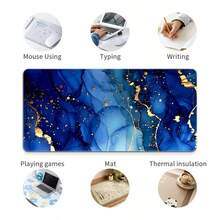 1 Extra-Large Blue Marble-Patterned Mouse Pad - Non-Slip Rubber Base, Durable & Washable Desk Mat; HD Print - Ideal For Gaming, Office Use, And Home Decor - Mouse Pad - View 5